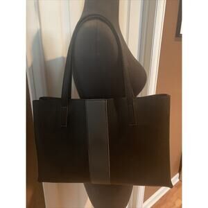 Vince Camuto Black/Gray Vegan Leather Tote Bag